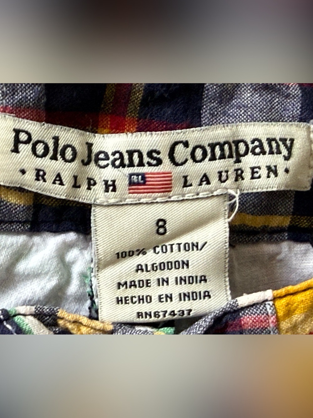 Vintage Polo Jeans Co Ralph Lauren Madras Patchwork Capri Pants Size 8 - Picture 2 of 10